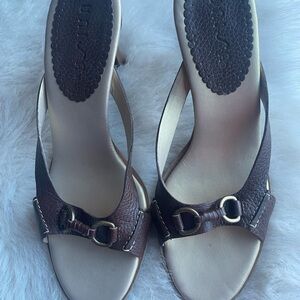 Unisa Dark Brown Leather Heeled Sandals